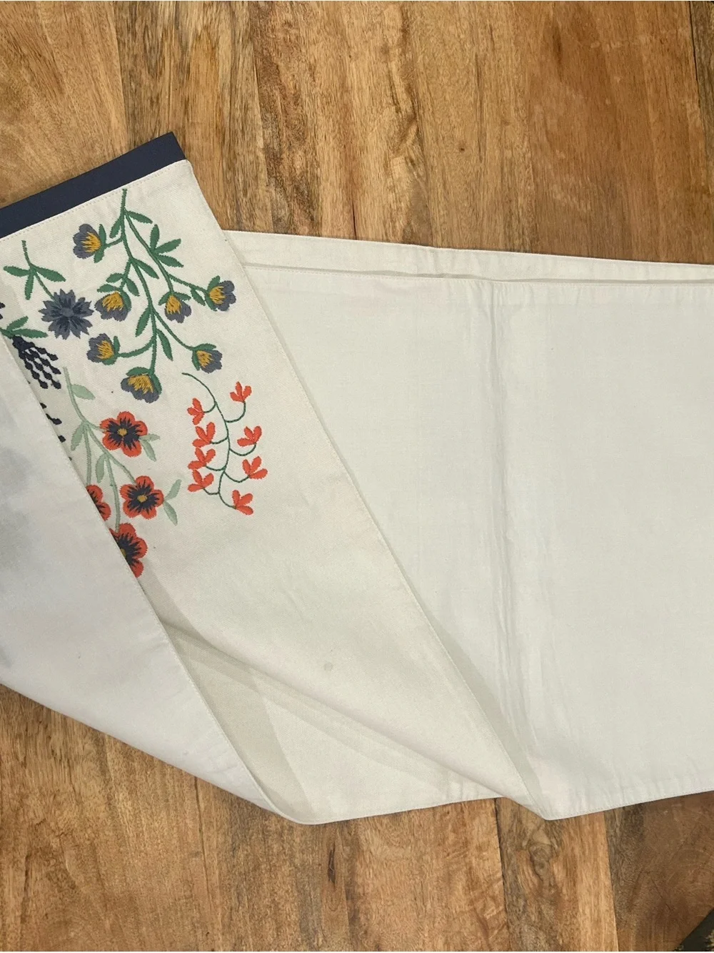 Embroidered Floral Table Runner White with Multicolor Floral Accents